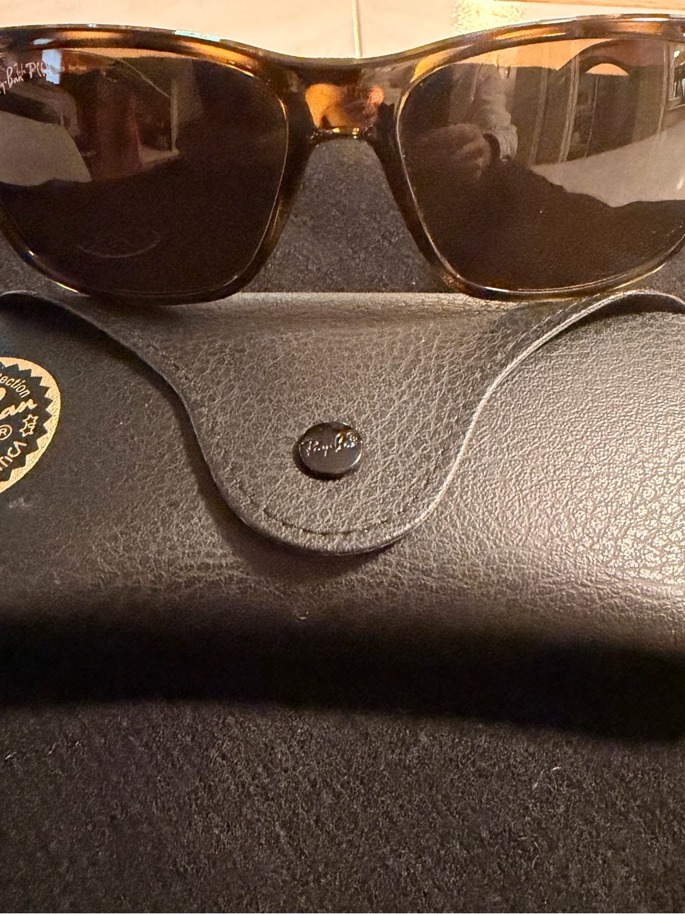 Ray-Ban Tortoiseshell Frame Sunglasses with Dark Lenses
